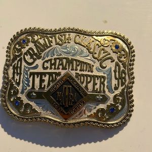 Vintage 1996 Crawfish Classic North American Team Roping belt buckle